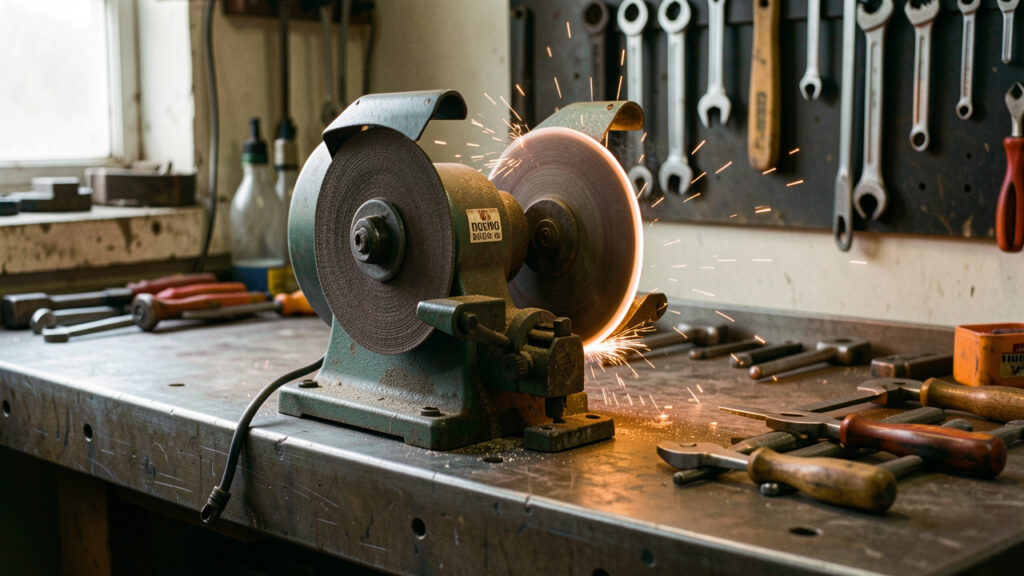 Touret à meuler : l’outil d’atelier indispensable pour entretenir vos outils de chantier